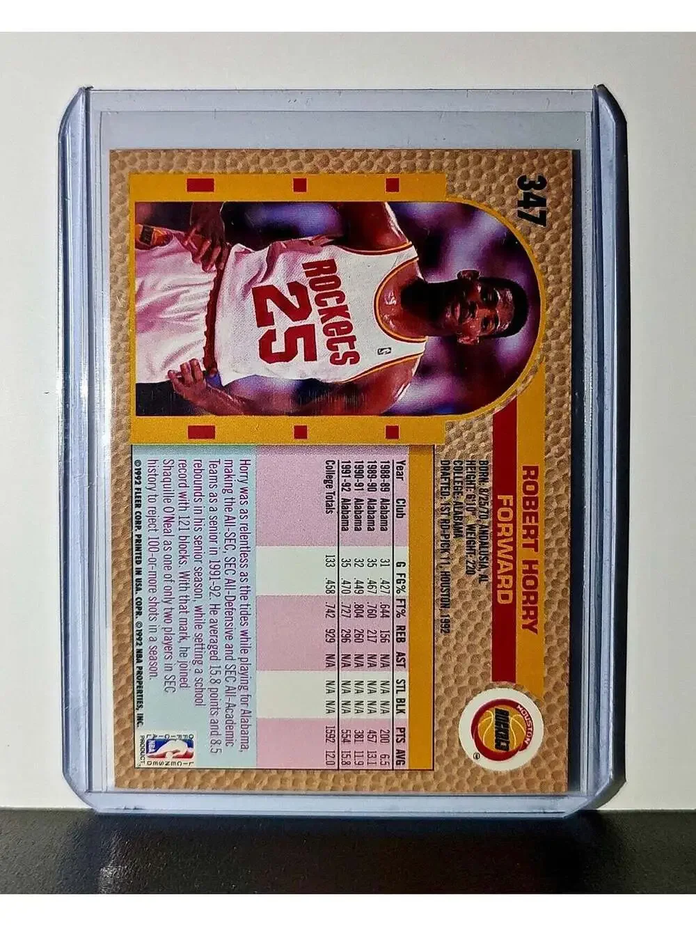 Robert Horry 1992-93 Fleer NBA #347 Card Houston Rockets